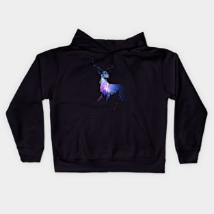 BLUE DEER IN THE NIGHT Kids Hoodie